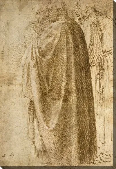 Картина Три стоящих человека в широких плащах повернуты влево (ректо), c. 1492-1496