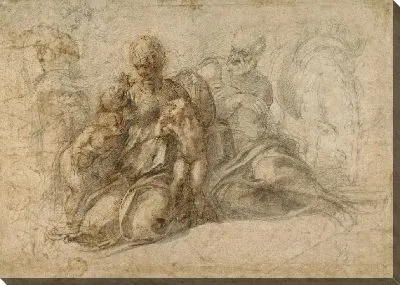 Картина Святое Семейство с Младенцем Иоанном Крестителем (ректо); Любовные пути в игре; Голова птицы (на обороте)