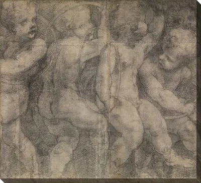 Картина Путти, играющий с обручами (рисунок для фрески в Пармском соборе)