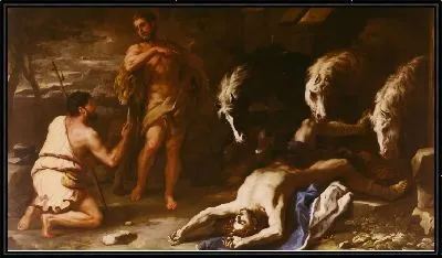 Геркулес, кормящий Диомеда своими лошадьми