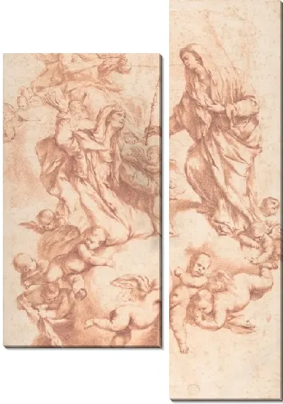 Картина Святая Анна, принятая на небесах Христом и Богородицей