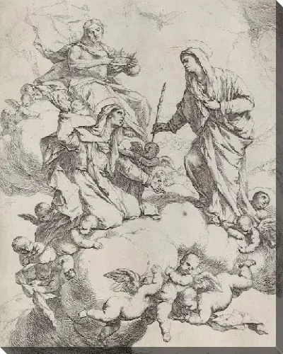 Картина Святая Анна, полученная Богородицей и Христом