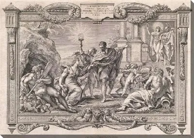 Картина Аннибале Карраччи представляет живопись Аполлону и Минерве