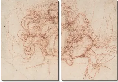 Картина Изучение путто, сидящего на кронштейне в нише раковины