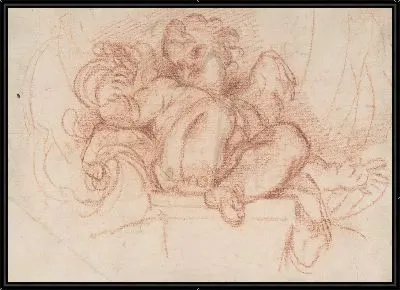 Картина Изучение путто, сидящего на кронштейне в нише раковины