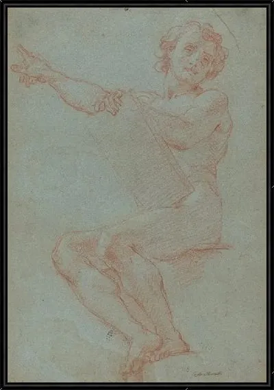 Картина Сидящий мужчина держит планшет