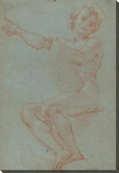 Картина Сидящий мужчина держит планшет