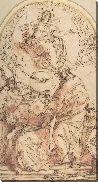 Картина Непорочная Дева с четырьмя Докторами Церкви, изучение спора о непорочном зачатии