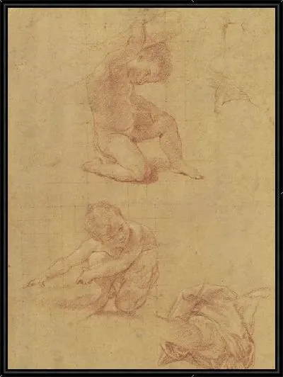 Картина Двое обнаженных детей поднимают дубину