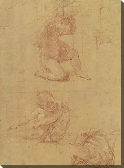 Картина Двое обнаженных детей поднимают дубину