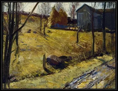 Картина Стога сена и сарай