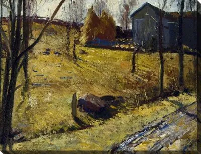 Картина Стога сена и сарай