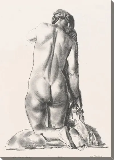 Картина Обнаженная натура, женщина на коленях на подушке