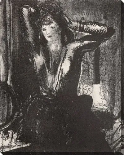 Картина Девушка укладывает волосы