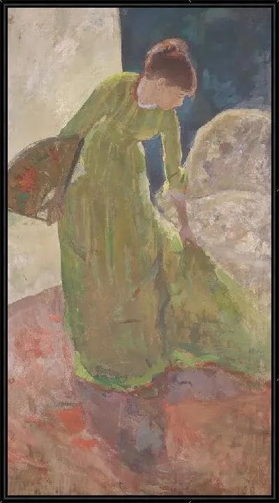 Картина Женщина, стоящая, держащая веер 