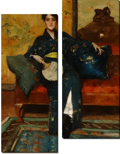 Картина Удобный уголок (в ее удобстве; синее кимоно)