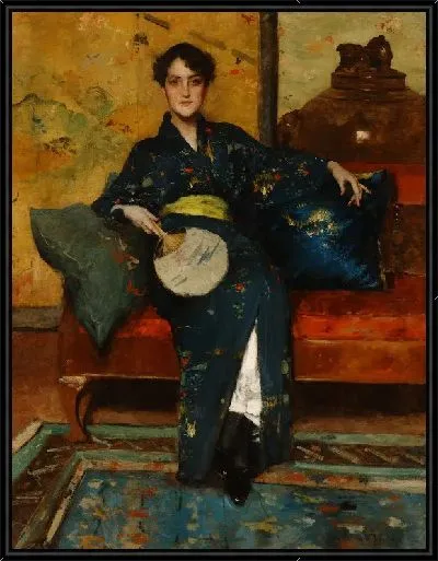 Картина Удобный уголок (в ее удобстве; синее кимоно)