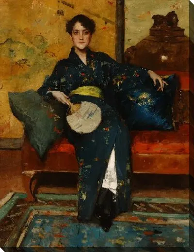 Картина Удобный уголок (в ее удобстве; синее кимоно)