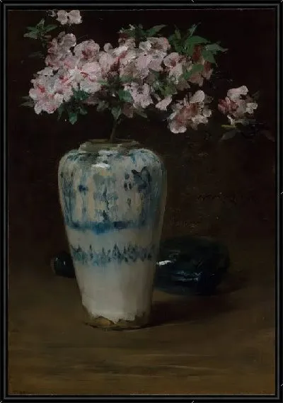 Картина Розовая азалия - китайская ваза