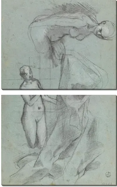 Картина Обнаженная женская фигура (для «Мученичества Святого Виталия», Милан, Пинакотека Брера); Обнаженная женская фигура (для «Благовещения», Ватикан, Картинная галерея музеев Ватикана)