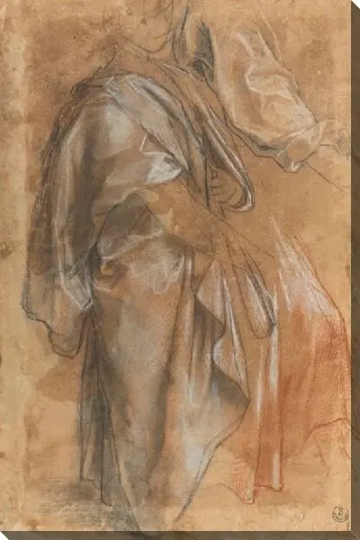 Картина Мужская фигура в плаще и исследования левой ноги и правой руки (для «Призыва Святого Андрея», Брюссель, Рюо изящных искусств Бельгии)