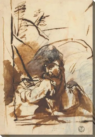 Картина Лежащий монах с левой рукой, опирающейся на скалу (для «Стигматизации святого Франциска», Урбино, Galleria Nazionale delle Marche)