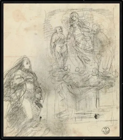 Картина Композиционный эскиз и Этюд женской фигуры (для “Perdono di Assisi”, Урбино, церковь Сан-Франциско)