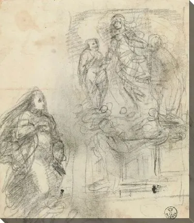 Картина Композиционный эскиз и Этюд женской фигуры (для “Perdono di Assisi”, Урбино, церковь Сан-Франциско)