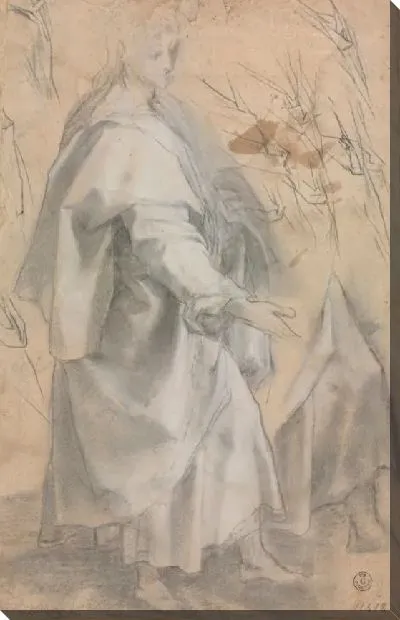 Картина Мужская фигура в плаще и этюды его левой ноги; этюды драпировки (для “призвания Святого Андрея", Брюссель, Musées royaux des Beaux-Arts de Belgique)