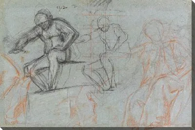 Три этюда для сидячей фигуры, наброски драпировки (для «Мученичества святого Виталия», Милан, Пинакотека Брера)