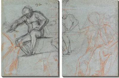 Три этюда для сидячей фигуры, наброски драпировки (для «Мученичества святого Виталия», Милан, Пинакотека Брера)