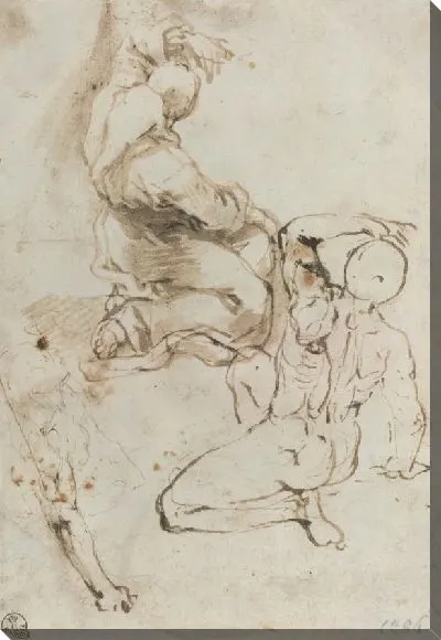 Картина Три исследования мужской фигуры, как обнаженной, так и одетой (для “стигматизации Святого Франциска", Урбино, Galleria Nazionale delle Marche)