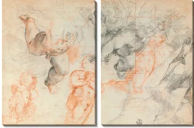 Картина Ангелы в полете и изучение драпировки