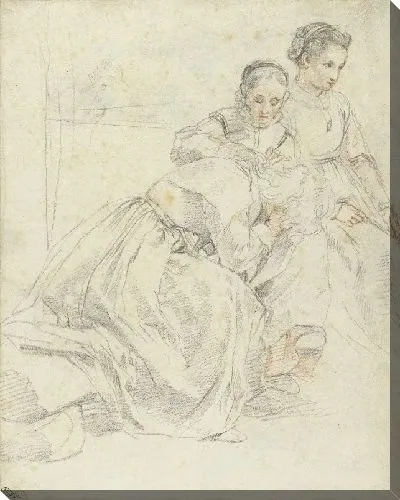 Картина Три сидящие женщины, одна из которых исследует волосы другой на предмет вшей