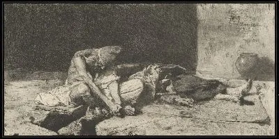 Картина Арабский мужчина охраняет мертвое тело своего друга