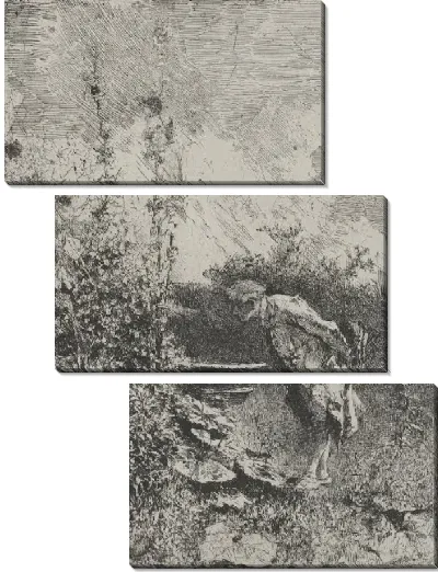 Картина Ботаник: мужчина в саду осматривает его содержимое