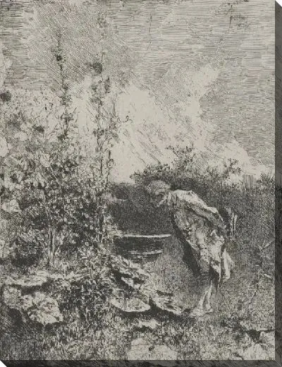 Картина Ботаник: мужчина в саду осматривает его содержимое