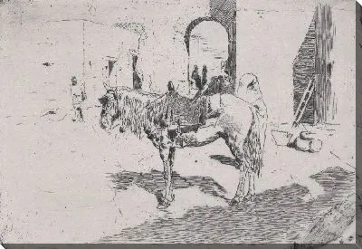 Картина Марокканский конь стоит перед аркой