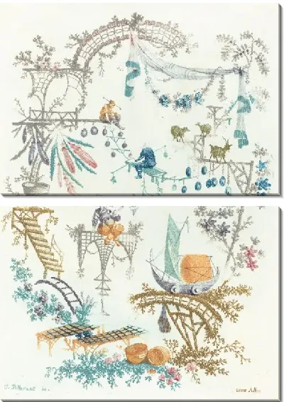 Картина Китайская арабеска с лодкой