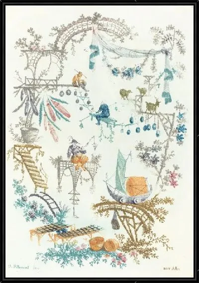 Картина Китайская арабеска с лодкой