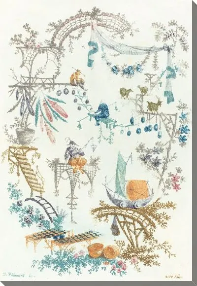 Картина Китайская арабеска с лодкой