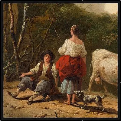 Картина Пейзаж с пастухами у ручья