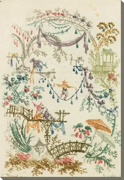 Картина Орнаментальный дизайн от «Новый набор китайских тетрадей для дизайнеров и художников», № 2, изобретенный и спроектированный Жаном Пиллеманом. Выгравированы Анной Аллен. "