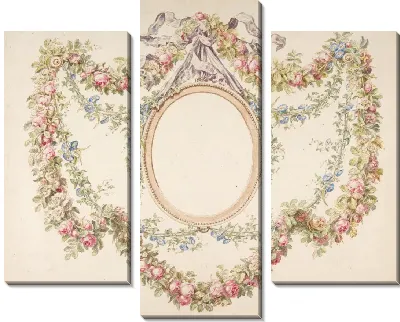 Картина Цветочные гирлянды, обрамляющие пустой овал