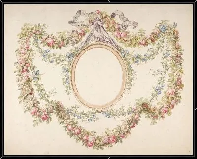 Цветочные гирлянды, обрамляющие пустой овал