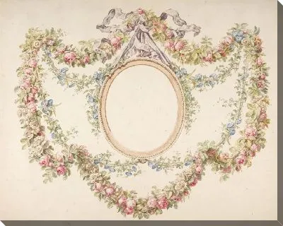 Цветочные гирлянды, обрамляющие пустой овал