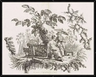 Картина Китайские дома и фигуры. Сюита из шести принтов №4