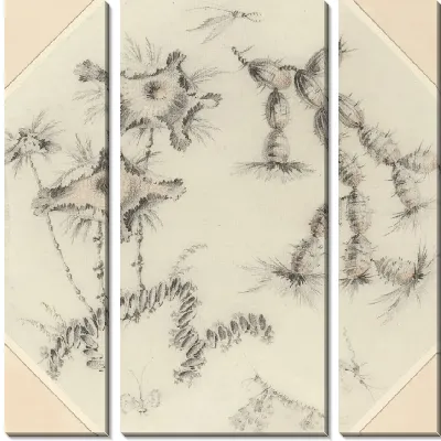 Картина Бамбуковые цветы и кактусы