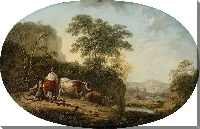 Картина Пейзаж с пастухами у ручья