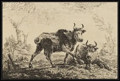 Картина Блокнот из шести листов быка и коровы